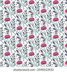 seamless floral pattern with elegant botanical illustrations and nature inspired ornamental details for textiles
