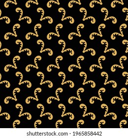 Seamless floral pattern. Elegant carve line on a black background
