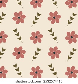 Padrão floral perfeito com flores e folhas elegantes.