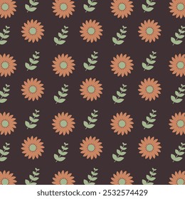 Seamless floral pattern with elegant flowers and leaves.