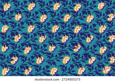 Patrón floral sin fisuras con flores y hojas elegantes. Ideal para la impresión de la tela, el diseño textil, la moda, el Fondo de pantalla, y la decoración casera.