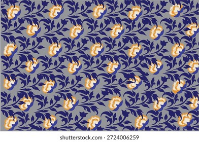 Patrón floral sin fisuras con flores y hojas elegantes. Ideal para la impresión de la tela, el diseño textil, la moda, el Fondo de pantalla, y la decoración casera.