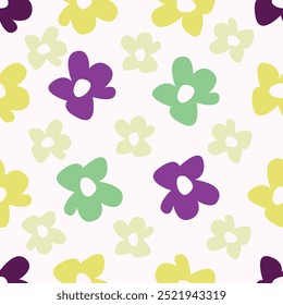 Seamless floral pattern with elegant line art plants. Beautiful flower print, trendy botanical design with large hand drawn white flowers, leaves on a gentle pink background. Vector illustration