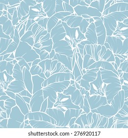 Seamless floral pattern. Elegant linear tulips flowers background