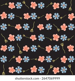 Nahtloses Blumenmuster mit eleganten rosa Blumen und grünen Blättern. Perfekt für Textil-, Tapeten- und Verpackungsdesign