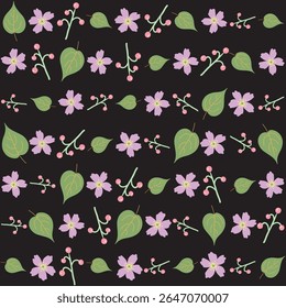 Seamless floral pattern with elegant pink flowers and green leaves. Perfect for textile, wallpaper and packaging design