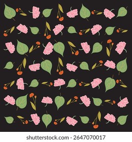 Patrón floral sin fisuras con elegantes flores de color rosa y hojas verdes. Perfecto para el diseño textil, Fondo de pantalla y embalaje