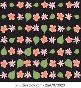 Padrão floral sem emenda com flores rosa elegantes e folhas verdes. Perfeito para design têxtil, papel de parede e embalagem