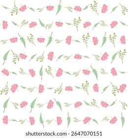 Patrón floral sin fisuras con elegantes flores de color rosa y hojas verdes. Perfecto para el diseño textil, Fondo de pantalla y embalaje
