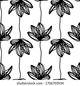Seamless floral pattern. Elegant vintage black and white sketch. Design for wallpaper, fabric, textile, packaging, wedding design.