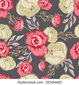 Seamless  floral pattern elements . rose, peony flowers. background and texture vector 5