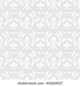 Seamless floral pattern. Embossed paper imitation