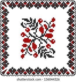 Seamless floral pattern for embroidery cross