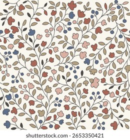 Padrão floral perfeito. Interminável outono inverno bonito pequena textura floral com pequena margarida. Elegante delicado padrão de vetor floral sem emenda no fundo branco.