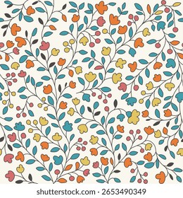 Patrón floral sin fisuras. Interminable brillante verano linda textura floral Pequeña con Pequeña margarita. Patrón de Vector floral sin fisuras con estilo sobre fondo blanco.