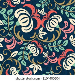Seamless floral pattern. Endless pattern can be used for ceramic tile, wallpaper, web page background.