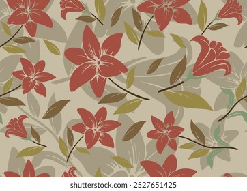 seamless floral pattern. Endless pattern can be used for ceramic tile, wallpaper, linoleum, web page background. Art floral vector seamless pattern.