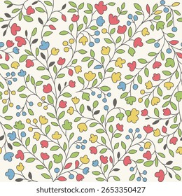 Padrão floral perfeito. Verão de primavera sem fim bonito pequena textura floral com pequena margarida. Elegante delicado padrão de vetor floral sem emenda no fundo branco.
