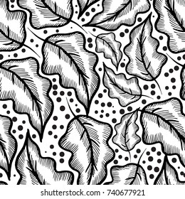 Seamless floral pattern. Endless vector design. Cute hand drawn flowers.Doodle floral pattern in black and white. Page for coloring book for children and adults. Zentangle drawing