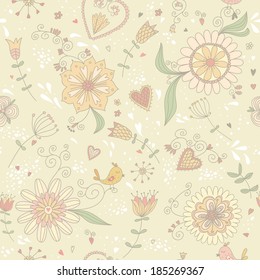 Seamless floral pattern. EPS 10. No transparency. No gradients.
