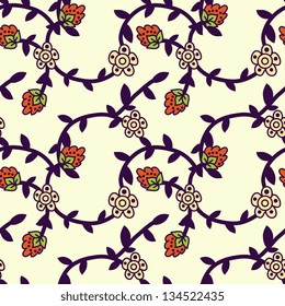 Seamless floral pattern in ethnic style