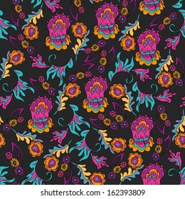 Seamless floral pattern in ethnic style 