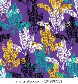 .  Seamless floral pattern with exotic leaves. Printing on fabric, fashion