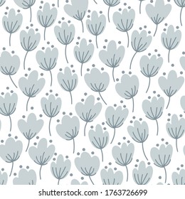 Seamless floral pattern. Fabric design with simple flowers. Vector cute repeated pattern for baby fabric, wallpaper or wrap paper