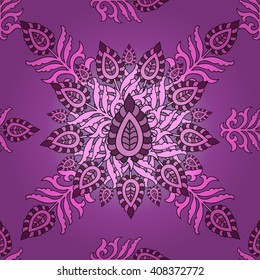Seamless floral pattern for fabric, paper, design, web. Mandala pattern with Arabic, Turkish or Indian motifs. - stock vector
