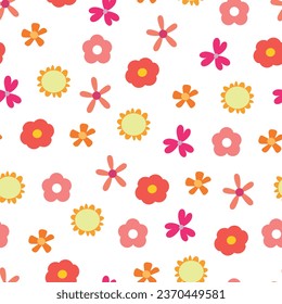 Seamless floral pattern for fabric prints, textiles, gift wrapping paper. colorful vector for children, flat style