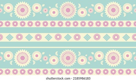 Patrón floral sin soldadura para tela, seda, sari, alfombra, borde. Colores verdes y morados.
