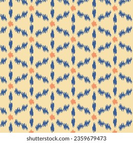 Seamless Floral pattern for fabric, wallpaper, clothing, panels in Ikkat embroidery style. Ethnic drawing design. Aztec style abstract vector illustration. Art vector