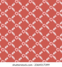 Seamless Floral pattern for fabric, wallpaper, clothing, panels in Ikkat embroidery style. Ethnic drawing design. Aztec style abstract vector illustration. Art vector