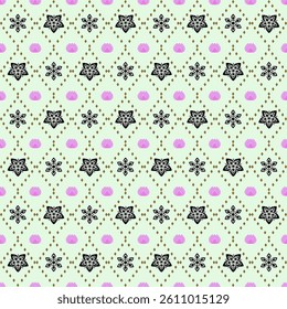 seamless floral pattern Fabric pattern wallpaper Thai fabric pattern green pink white black