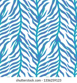Seamless floral pattern with a fantasy design with exotic flowers and tropic leaves on a white background. The elegant the template for fashion prints. Vector illustration