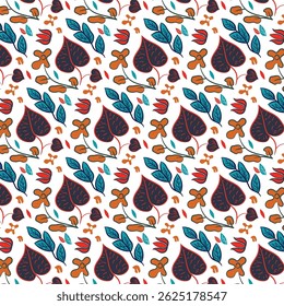seamless floral pattern with feathers design