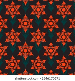 A seamless floral pattern featuring a beautiful arrangement of flowers, perfect for use in textiles, wallpapers, and decorative designs. The continuous design ensures a smooth.