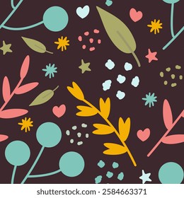 A seamless floral pattern featuring beautiful flowers and leaves in an elegant decorative style. Ideal for textiles, wrapping paper, backgrounds, and seasonal prints, bringing a fresh and natural feel