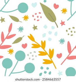 A seamless floral pattern featuring beautiful flowers and leaves in an elegant decorative style. Ideal for textiles, wrapping paper, backgrounds, and seasonal prints, bringing a fresh and natural feel