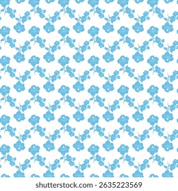 Seamless Floral Pattern Featuring Blue Flowers on a White Background