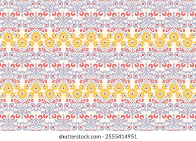 seamless floral pattern featuring botanical and ornamental motifs, elegant flower designs, and intricate details for modern fashion textiles and creative design projects
