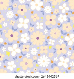 Seamless floral pattern featuring colorful blossoms and delicate foliage