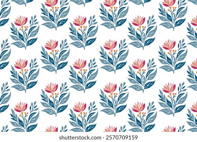 seamless floral pattern featuring detailed blossoms, leafy vines, and organic elements ideal for wallpaper, fabric, wrapping paper, and botanical-themed designs