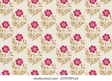 seamless floral pattern featuring detailed blossoms, lush leaves, and organic elements perfect for wallpaper, fabric, wrapping paper, and botanical designs