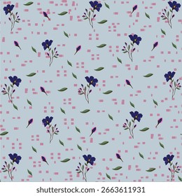 Un patrón floral sin fisuras con flores y hojas dibujadas a mano, diseñado en un estilo suave y elegante. Ideal para su uso en diseño de telas, Fondo de pantalla, papel de embalaje, embalaje y fondos digitales. 
