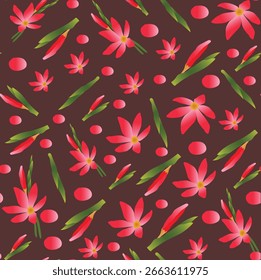 Um padrão floral sem costura com flores e folhas desenhadas à mão, projetado em um estilo suave e elegante. Ideal para uso em design de tecido, papel de parede, papel de embrulho, embalagem e fundos digitais. 