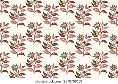 seamless floral pattern featuring red dahlias, green foliage, and blooming flowers perfect for wallpaper, fabric, wrapping paper, and nature-inspired prints