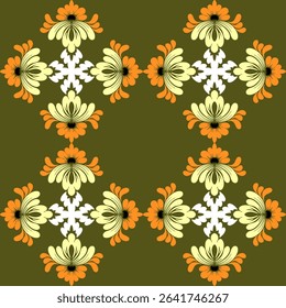 Seamless floral pattern featuring vintage flowers, leaves, and ornate botanical designs perfect for fabric, wallpaper, or textile decoration