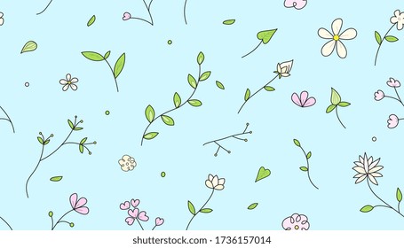 Seamless Floral Pattern in a feminine and flat style
