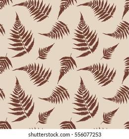 Seamless  floral pattern with fern. Botanical illustration. Vector design elements.